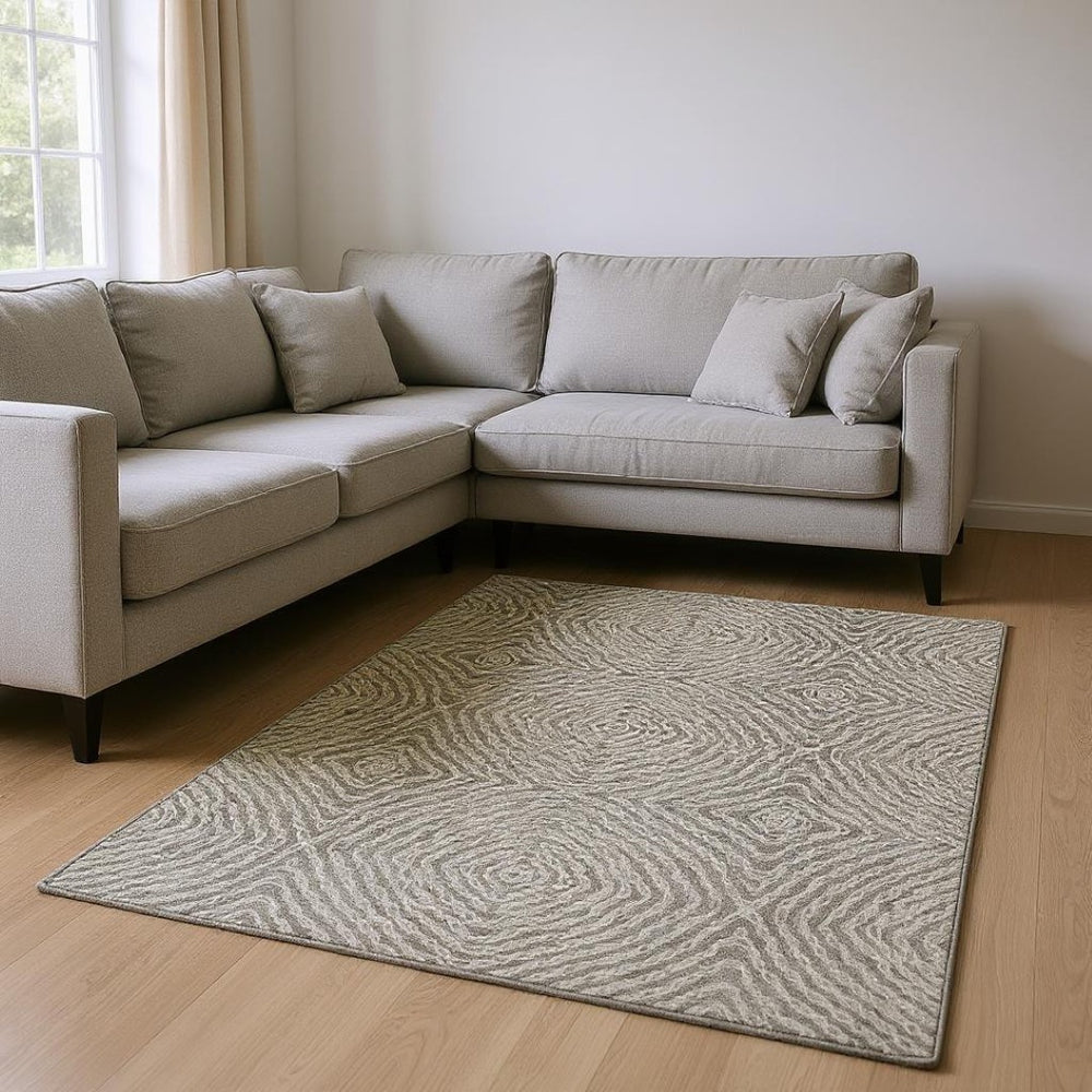 HomeRoots 10' X 14' Coffee And Beige Geometric Area Rug - Stylish, Washable, UV-Protected for Busy Homes! 644011