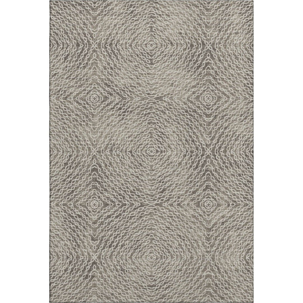 HomeRoots 10' X 14' Coffee And Beige Geometric Area Rug - Stylish, Washable, UV-Protected for Busy Homes! 644011