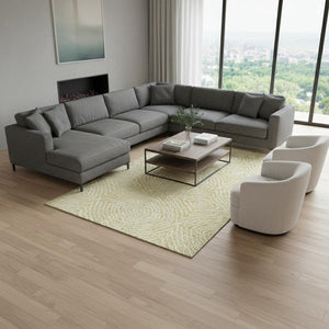 HomeRoots 8' X 10' Gold and Ivory Geometric Area Rug – Washable, UV-Protected, Perfect for High-Traffic Spaces! 644015