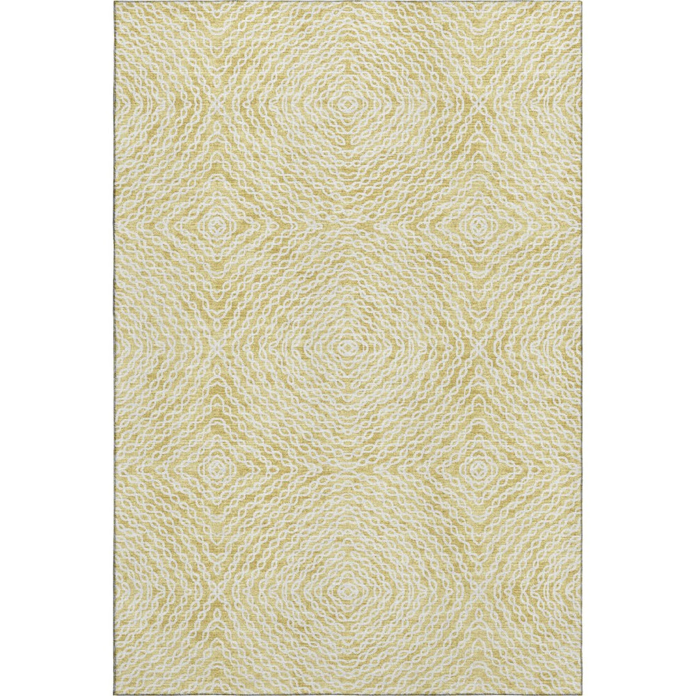 HomeRoots 9' X 12' Gold And Ivory Geometric Washable Area Rug - Durable, Stylish & UV Protected for Homes 644016