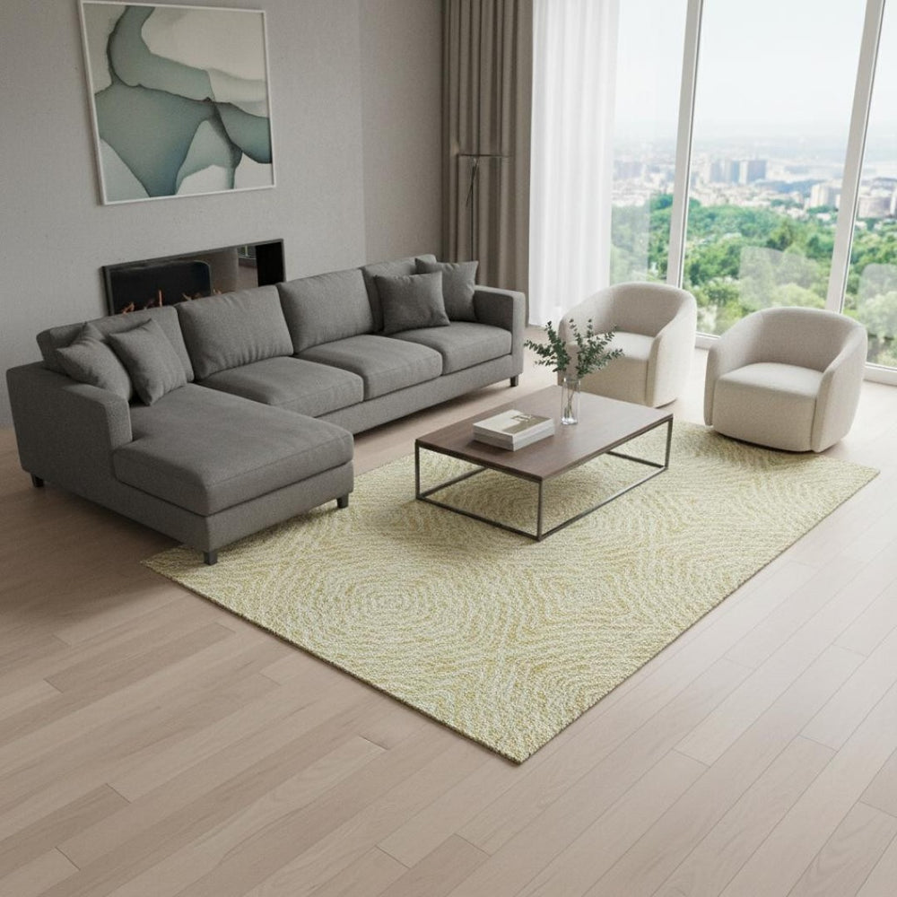 HomeRoots 9' X 12' Gold And Ivory Geometric Washable Area Rug - Durable, Stylish & UV Protected for Homes 644016