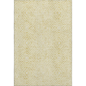 HomeRoots 10' Gold and Ivory Geometric Area Rug - Washable, UV-Protected, Perfect for Busy Homes and Modern Spaces 644017