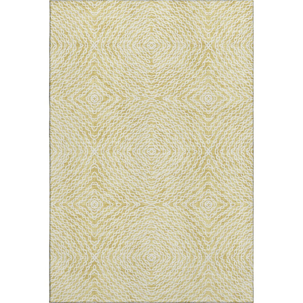 HomeRoots 10' Gold and Ivory Geometric Area Rug - Washable, UV-Protected, Perfect for Busy Homes and Modern Spaces 644017