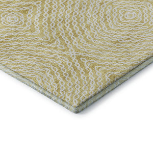 HomeRoots 10' Gold and Ivory Geometric Area Rug - Washable, UV-Protected, Perfect for Busy Homes and Modern Spaces 644017