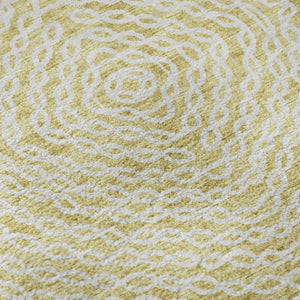 HomeRoots 10' Gold and Ivory Geometric Area Rug - Washable, UV-Protected, Perfect for Busy Homes and Modern Spaces 644017