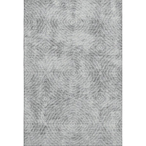 HomeRoots 5' X 8' Modern Geometric Washable Area Rug in Ash Gray & Charcoal – UV Protected & Soft for Homes 644019
