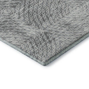 HomeRoots 8' Ash Gray & Charcoal Geometric Round Rug - Stylish, Washable, UV-Protected for All Spaces! 644020