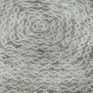 HomeRoots 8' Ash Gray & Charcoal Geometric Round Rug - Stylish, Washable, UV-Protected for All Spaces! 644020