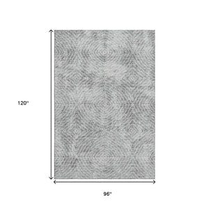 HomeRoots 8' X 10' Stylish Ash Gray & Charcoal Geometric Area Rug - Washable, UV Protected & Stain Resistant! 644021