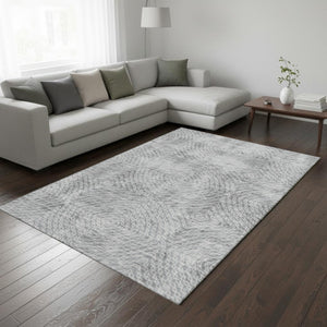 HomeRoots 8' X 10' Stylish Ash Gray & Charcoal Geometric Area Rug - Washable, UV Protected & Stain Resistant! 644021