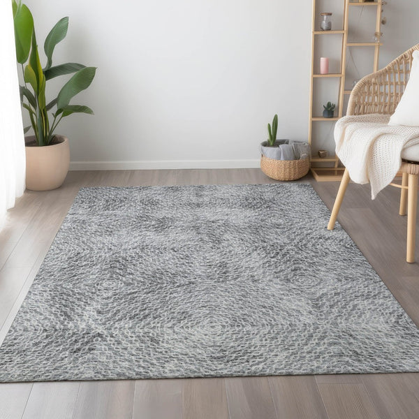 HomeRoots 8' X 10' Stylish Ash Gray & Charcoal Geometric Area Rug - Washable, UV Protected & Stain Resistant! 644021