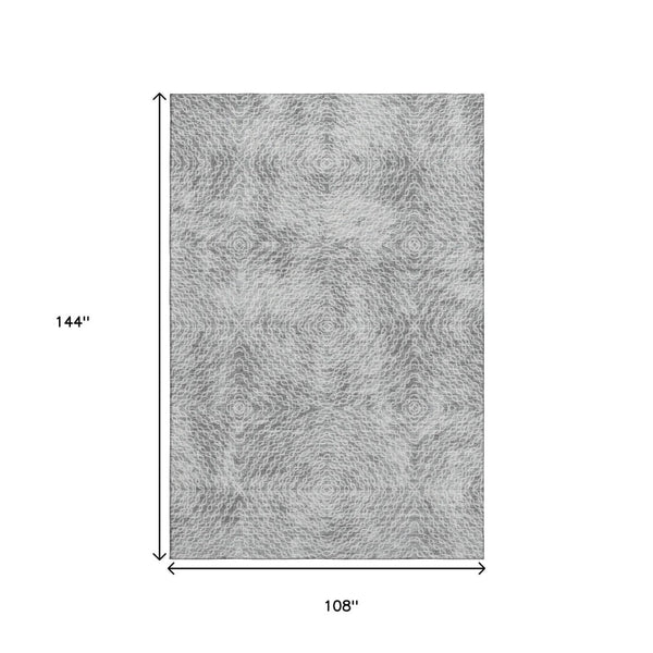 HomeRoots 9' X 12' Stylish Ash Gray & Charcoal Geometric Area Rug – Washable, UV Protected, Stain Resistant! 644022