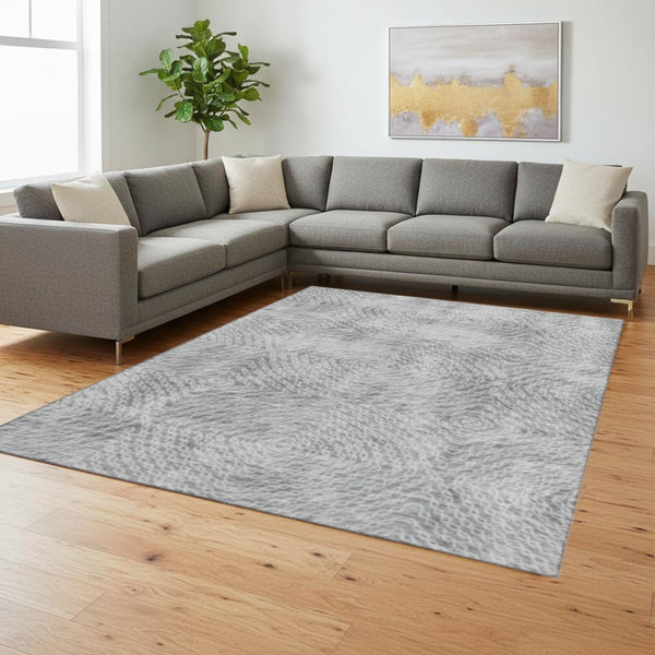 HomeRoots 9' X 12' Stylish Ash Gray & Charcoal Geometric Area Rug – Washable, UV Protected, Stain Resistant! 644022