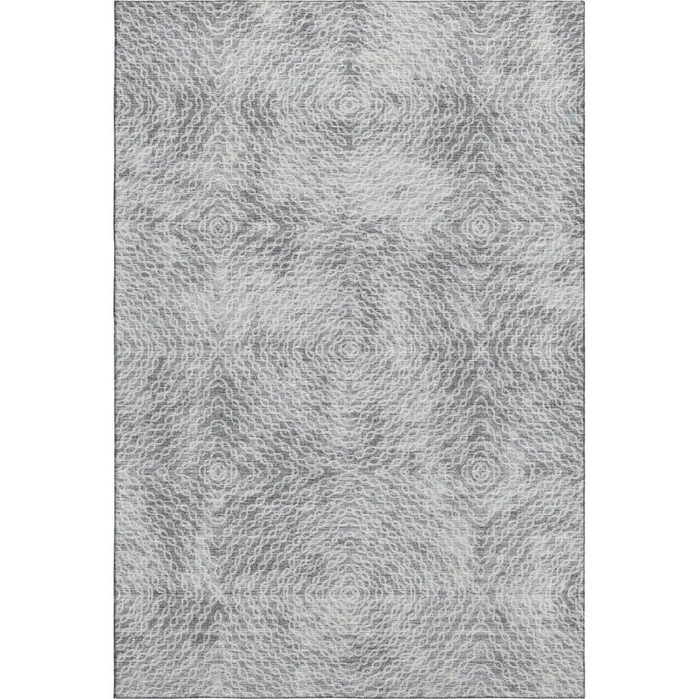 HomeRoots 9' X 12' Stylish Ash Gray & Charcoal Geometric Area Rug – Washable, UV Protected, Stain Resistant! 644022