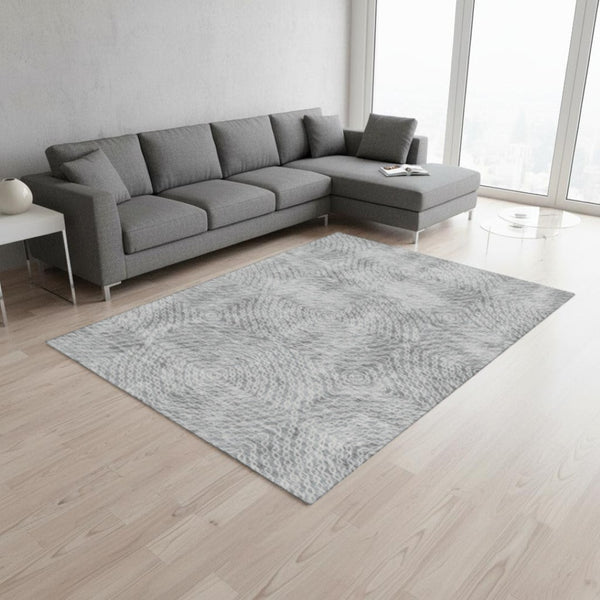 HomeRoots 10' X 14' Ash Gray Charcoal Geometric Area Rug - Washable, UV Protected, Stain Resistant, Durable 644023