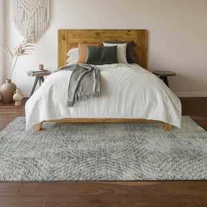 HomeRoots 10' X 14' Ash Gray Charcoal Geometric Area Rug - Washable, UV Protected, Stain Resistant, Durable 644023