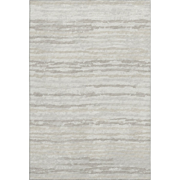 HomeRoots 5' X 8' Stylish Khaki and Ivory Striped Washable Area Rug with UV Protection for Family Living Spaces 644031