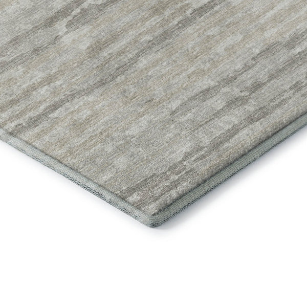 HomeRoots 8' X 10' Khaki And Ivory Striped Area Rug - Durable, Washable, UV-Protected for Family Rooms & Patios 644033