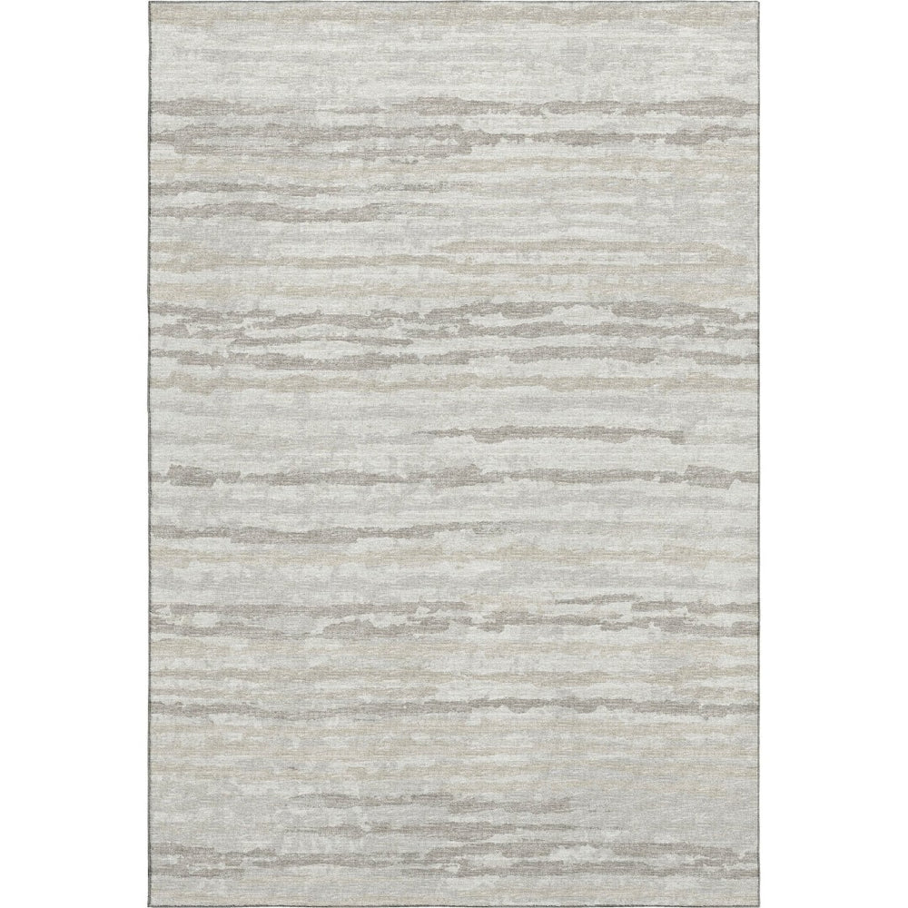 HomeRoots 9' X 12' Striped Khaki and Ivory Area Rug - Durable, Washable, UV-Protected, Perfect for Any Room! 644034