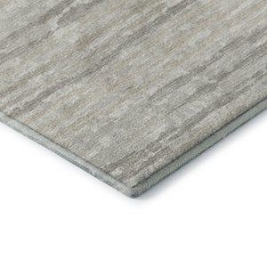 HomeRoots 9' X 12' Striped Khaki and Ivory Area Rug - Durable, Washable, UV-Protected, Perfect for Any Room! 644034