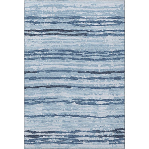 HomeRoots 5' X 8' Blue and Ivory Striped Indoor-Outdoor Washable Area Rug with UV Protection and Durability 644043