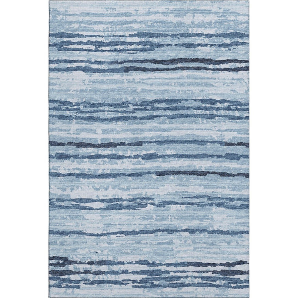 HomeRoots 10' X 14' Blue and Ivory Striped Area Rug - Washable, Stain Resistant, UV Protected for High Traffic Spaces 644047
