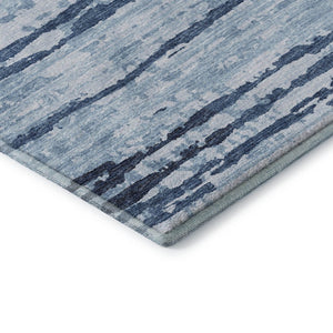 HomeRoots 10' X 14' Blue and Ivory Striped Area Rug - Washable, Stain Resistant, UV Protected for High Traffic Spaces 644047