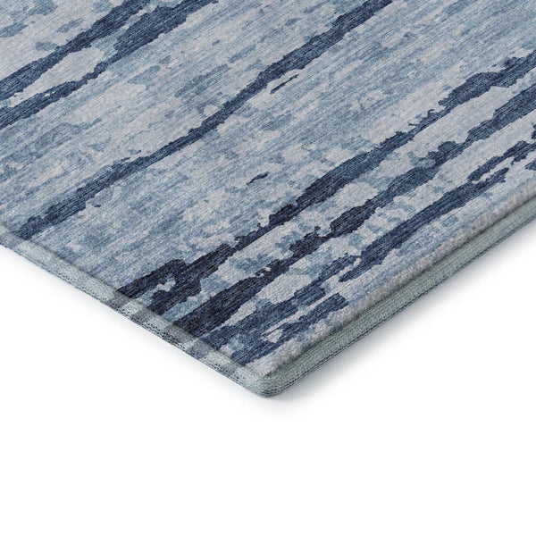 HomeRoots 10' X 14' Blue and Ivory Striped Area Rug - Washable, Stain Resistant, UV Protected for High Traffic Spaces 644047
