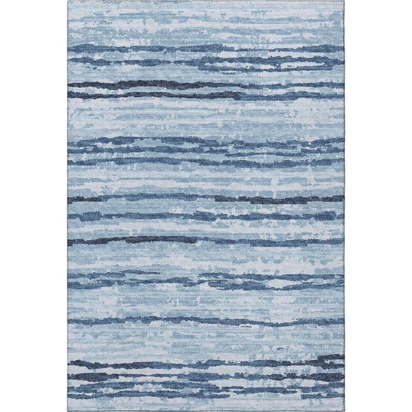 HomeRoots 10' X 14' Blue and Ivory Striped Area Rug - Washable, Stain Resistant, UV Protected for High Traffic Spaces 644047