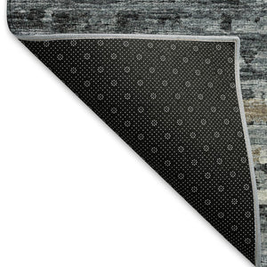 HomeRoots 8' X 10' Stylish Graphite and Ivory Striped Washable Area Rug with UV Protection for Modern Homes 644051