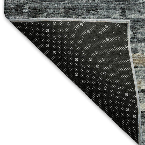 HomeRoots 8' X 10' Stylish Graphite and Ivory Striped Washable Area Rug with UV Protection for Modern Homes 644051