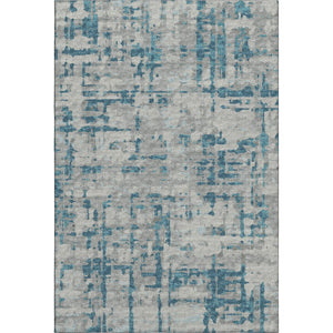 HomeRoots 5' X 8' Persian Blue and Gray Abstract Area Rug - Stylish, Washable, UV-Protected for Homes with Kids! 644055