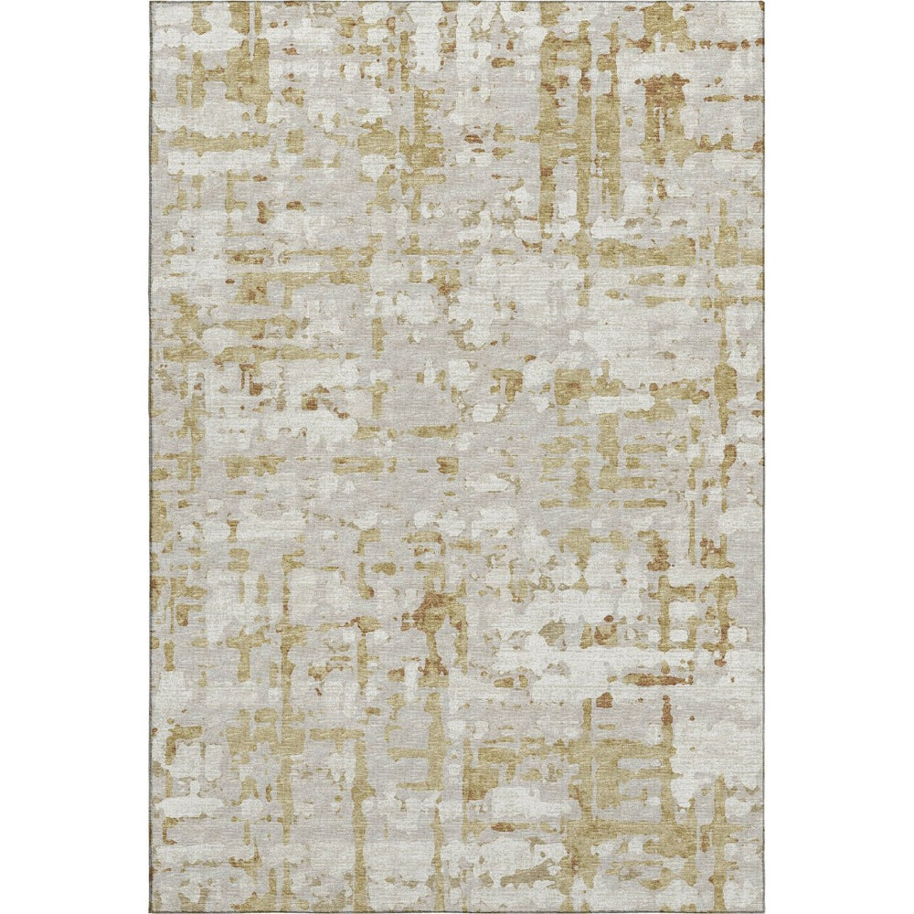 HomeRoots 5' X 8' Abstract Camel and Ivory Area Rug – Durable, Washable, UV-Protected for Modern Spaces 644061