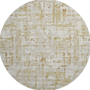 HomeRoots 8' Camel and Ivory Abstract Washable Round Rug – Durable, Stylish, UV-Protected for Everyday Living 644062