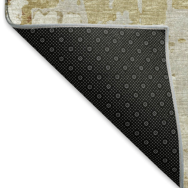 HomeRoots 8' X 10' Camel And Ivory Abstract Area Rug - Washable, UV-Protected, Modern Design for Busy Homes 644063