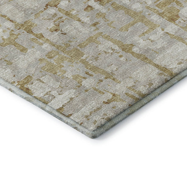 HomeRoots 8' X 10' Camel And Ivory Abstract Area Rug - Washable, UV-Protected, Modern Design for Busy Homes 644063