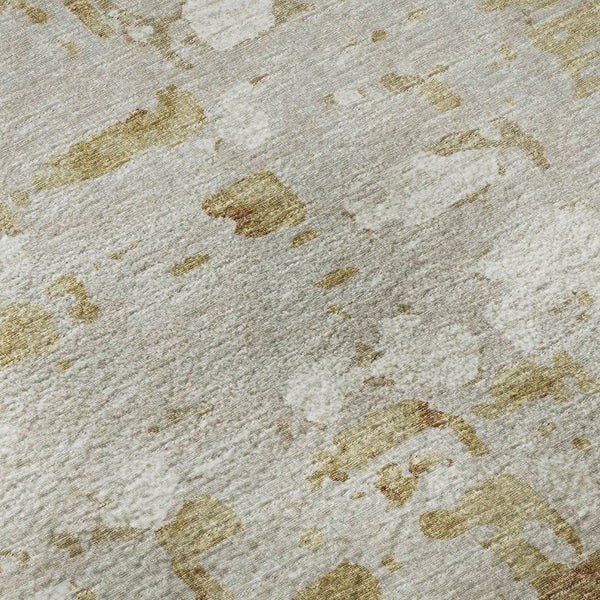 HomeRoots 8' X 10' Camel And Ivory Abstract Area Rug - Washable, UV-Protected, Modern Design for Busy Homes 644063