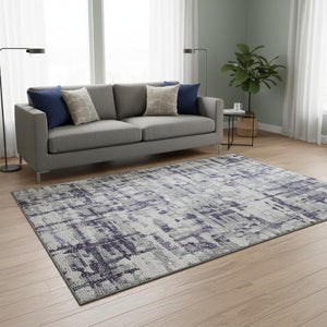 HomeRoots 5' Purple and Gray Abstract Area Rug - Washable, UV Protected, Stylish & Durable for Every Room 644073
