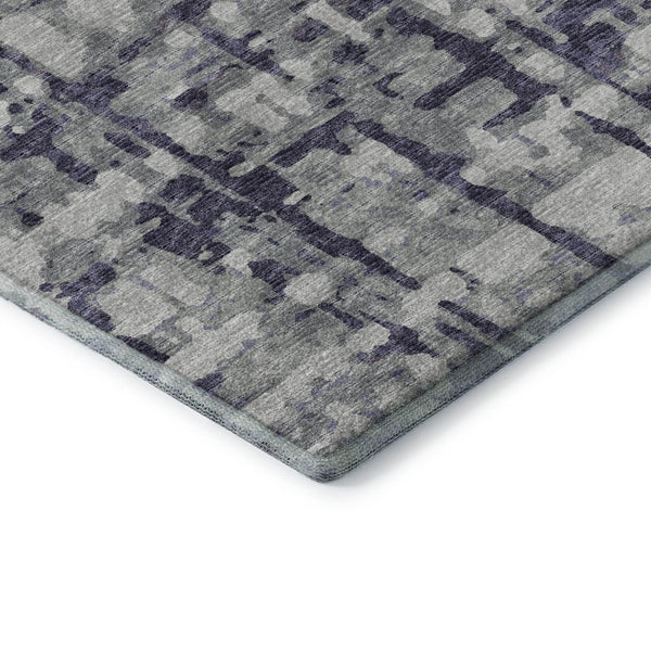 HomeRoots 8' Purple and Gray Abstract Washable Round Rug with UV Protection for Modern Homes and Patios 644074