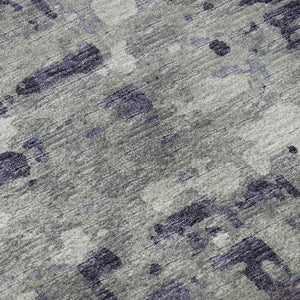 HomeRoots 8' Purple and Gray Abstract Washable Round Rug with UV Protection for Modern Homes and Patios 644074