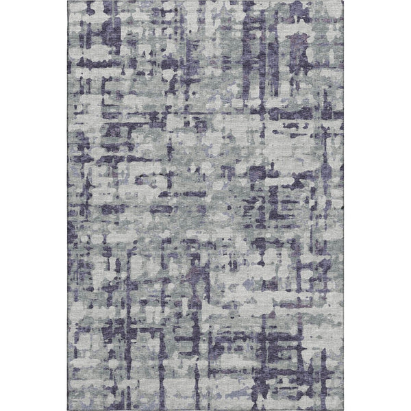HomeRoots 8' X 10' Stylish Purple & Gray Abstract Washable Area Rug with UV Protection for Modern Homes 644075