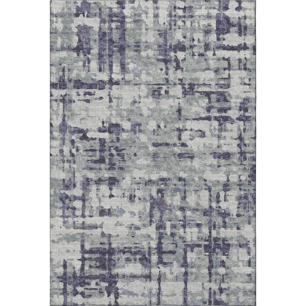 HomeRoots 8' X 10' Stylish Purple & Gray Abstract Washable Area Rug with UV Protection for Modern Homes 644075