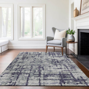 HomeRoots 10' X 14' Purple and Gray Abstract Washable Area Rug with UV Protection for Modern Living Spaces 644077