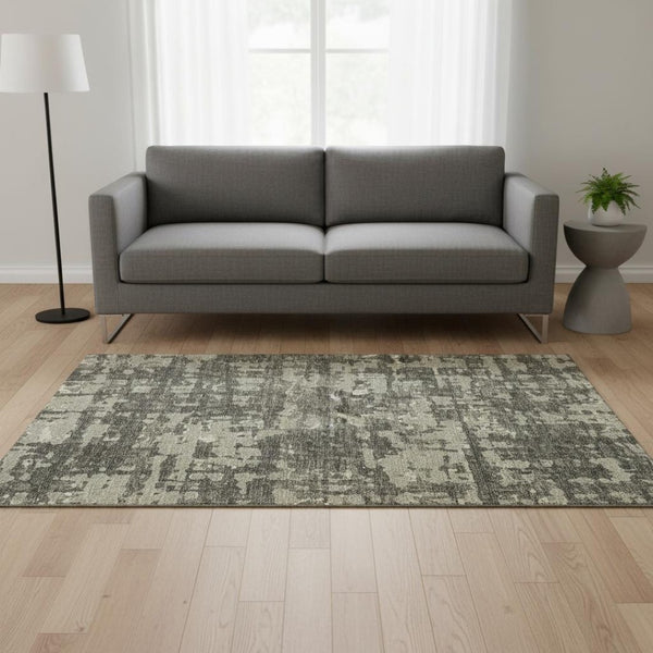 HomeRoots 5' X 8' Abstract Washable Area Rug in Brown and Beige - UV Protected, Durable, Stylish for Any Room 644079