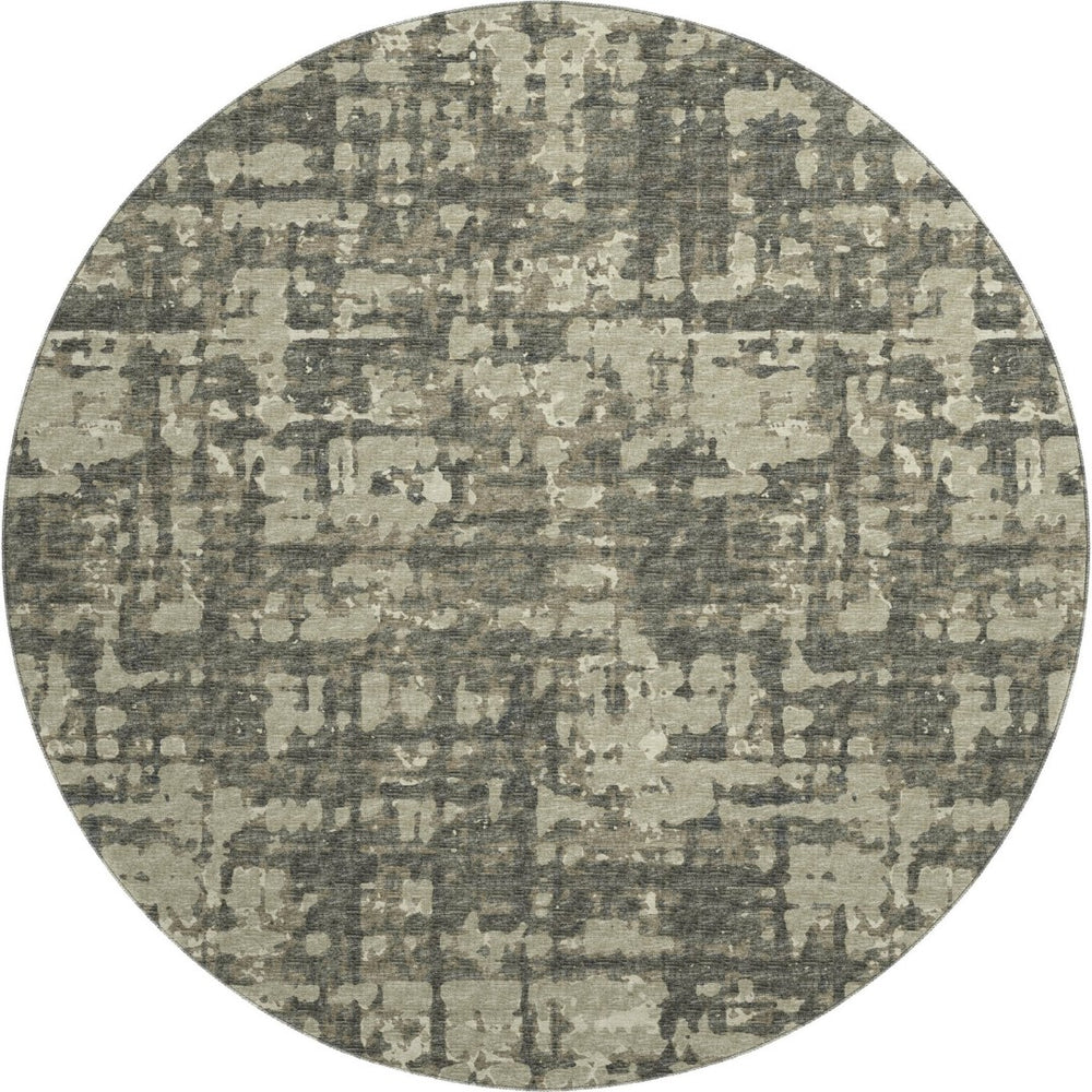 HomeRoots 8' Brown And Beige Abstract Round Rug – Washable, UV Protected, Soft, Durable, Perfect for Busy Homes! 644080