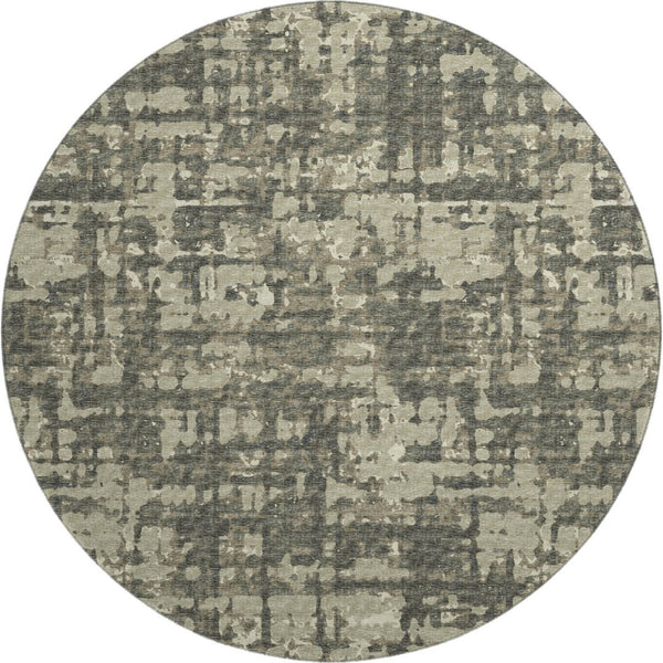 HomeRoots 8' Brown And Beige Abstract Round Rug – Washable, UV Protected, Soft, Durable, Perfect for Busy Homes! 644080