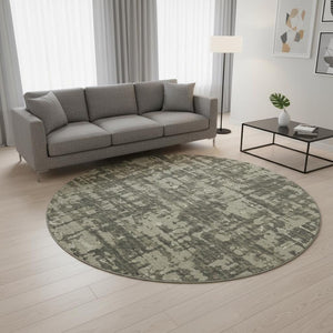 HomeRoots 8' Brown And Beige Abstract Round Rug – Washable, UV Protected, Soft, Durable, Perfect for Busy Homes! 644080