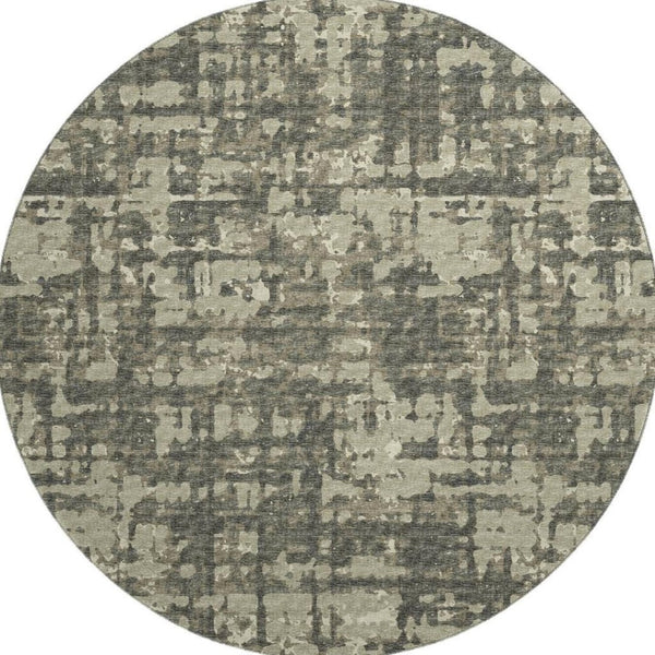HomeRoots 8' Brown And Beige Abstract Round Rug – Washable, UV Protected, Soft, Durable, Perfect for Busy Homes! 644080