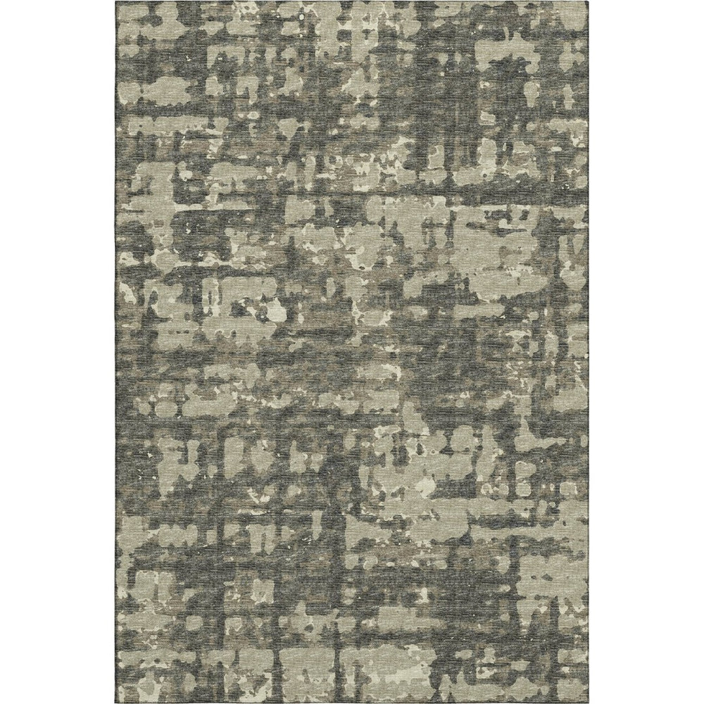 HomeRoots 8' X 10' Washable Brown & Beige Abstract Area Rug – Durable, Stain-Resistant, UV Protected Design 644081