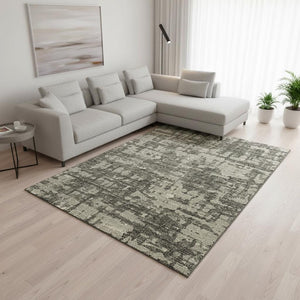 HomeRoots 8' X 10' Washable Brown & Beige Abstract Area Rug – Durable, Stain-Resistant, UV Protected Design 644081